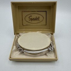 Vintage Speidel Sterling ID Bracelet 8.5” Sterling Top Stainless Chain Box
