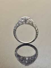 Art Deco Vintage Style Lab Created Diamond Weeding Ring In 14k White Gold Finish