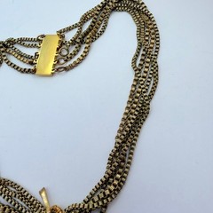 Rare Miriam Haskell Signed 5 Strand Necklace Wired Faux Pearl Leaf Pendant VTG