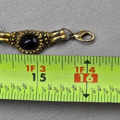Vintage SJC Necklace Black Cabochon Gold Tone Silver Tone Link 16 Inch