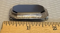 Vintage 925 Sterling Silver Black Onyx Marcasite Brooch Art Deco Revival Octagon