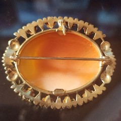 10k GF Double Left Face Cameo Brooch Sisters Estate Jewelry
