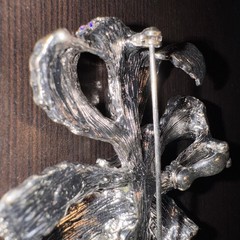 Fabulous Bow shaped Vintage Rhinestone Brooch Heavy Approx 3.5 Inches ?Marked