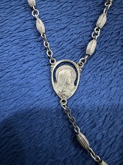 Sterling Silver 925 Fluted Rosary Bead Necklace, 32in Long, 26g