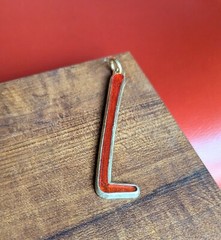 Hallmark 4″ Charm Letter L Initial Pendant Ornament Gold Tone RED Enamel
