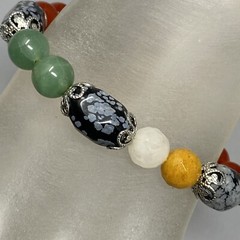 Stone Bead Bracelet Multi Color Assorted Gemstone Stretch Healing Chakra 7″