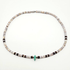 Southwestern USA Heishi Olive Shell Turquoise Stone Center Handcrafted Necklace