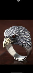 Vintage Eagle head adjustable ring gothic animal hip hop rock funky ring for men