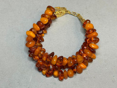 NATURAL OLD ANTIQUE YELLOW BUTTERSCOTCH BALTIC AMBER BRACELET 35,5 gr
