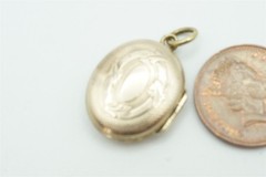 ANTIQUE ENGLISH 9K GOLD BACK & FRONT ENAMEL LOCKET PENDANT c1880