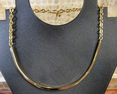 Vintage Celebrity New York Gold Tone Bar Chain Choker Necklace 90s Asymmetric Y2