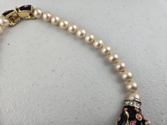 Signed Vintage Joseph Mazer JOMAZ Panther Strand Faux Pearl Beaded Necklace RARE