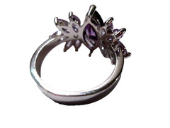 FANCY RING CRYSTAL PURPLE AND LAVENDER MARQUISE SHAPE LARGE SIZE 10.25 FANCY