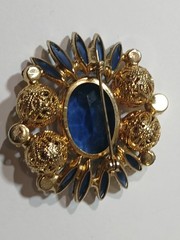 D&E Juliana DeLizza and Elster blue rhinestone filigree ball brooch. 