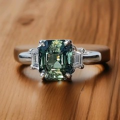 Vintage 14k White Gold Engagement Ring 3.00CT.Untreated Teal Sapphire GIA Cert