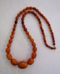 Antique Natural Butterscotch Egg Yolk Baltic Amber 36″ Bead Necklace Approx 100g