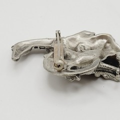 Fable Safari Africa Animal 3D Sculpted Pewter Silver Tone Collage Vtg Brooch Pin