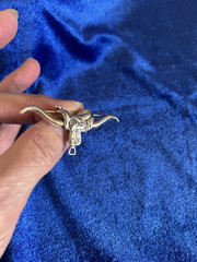 Vintage Estate Sterling Silver Texas Longhorn & Saddle Beau Brooch Rare !