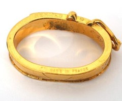 Vintage Hermes Authentic Gold Tone Belt Buckle Shaped Scarf Ring
