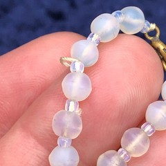 Vintage Graduated Satin Moonstone Opalite Moonglow Beaded Necklace