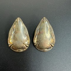 Vintage Sterling Silver 925 Tear Drop Pear Leaf Earrings Pierced Ears