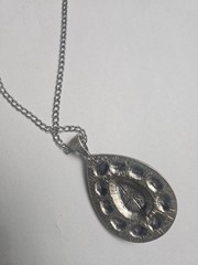 Vintage Antique Silver-Tone Necklace with Turquoise Teardrop Pendant”