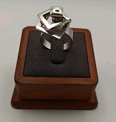 Vtg Modernist Moving Spinning Fidget Sterling Silver 925 Square Ring 8.25g