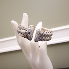 VicenzaSilver bracelet JCM sterling silver 925 woven cuff DMQ accents 6.75 in