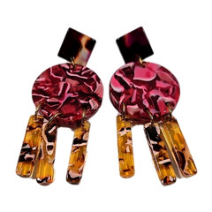 Ann Taylor Dangle Drop Earrings Colorful Acrylic Pierced Costume Jewelry