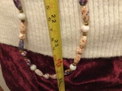 Stunning Vintage Estate Long Glass Beaded Necklace Varied Purple colors