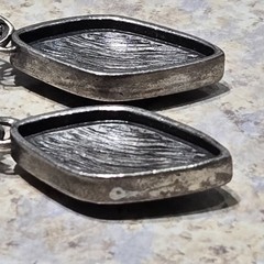 Vintage Silver Metal Black Onyx Dangling Earrings Pierced Wire 15.7 Grams