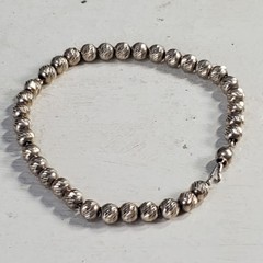 Vintage Bracelet Metal Beads on Chain 7 Inch
