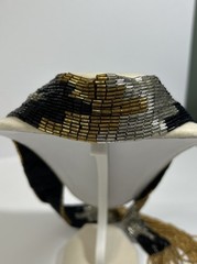 Vintage Southwestern Style Beaded Black Silver And Gold Necklace Jewelry