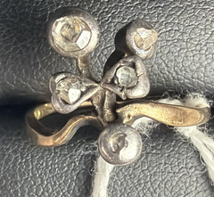Antique 5 Rose Cut Diamond Ring 10ct Gold Old Family Stone Handmade 1880-1920