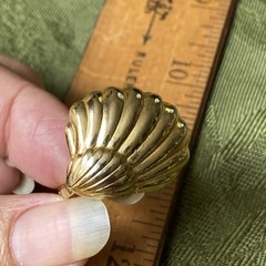 Vintage Ocean Sea Shell Gold tone Hinged Scarf Clip 🐚