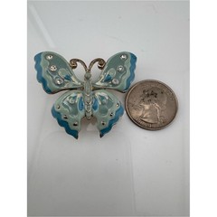 Y2K Blue Butterfly Brooch Cottagecore Fairycore Pin VNTG Pastel Blue Rhinestone