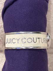 Juicy Couture Cuff Bracelet Hinged Enamel Metal Puff Heart Closure Vintage