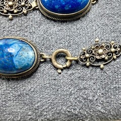Vintage Art Deco Sterling Silver Costume Glass & Blue Sodalite Jewelry Lot As Is