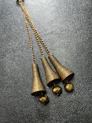 Vintage 28” Metallic Gold Faceted Beaded Chain Tassel Charm Necklace