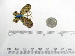 Vintage Gilded Sterling Silver Enameled Butterfly Pin or Brooch 3.8g 1.25 Inches