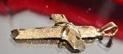14k yellow gold 1.35″ diamond cut cross charm pendant handmade 2.45gr N3098C