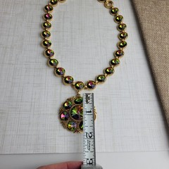 Watermelon Rivoli Necklace Vintage Signed Lisner 16″ READ Missing One Back Stone