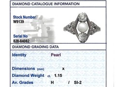 Antique 1.15 Ct Diamond Pearl 18k Yellow Gold Cocktail Ring