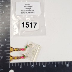 Vintage Coro Dangle Earrings 14K Gold Earwire Stained Glass Lock Colorful NOS