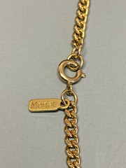 MONET Vintage Gold-Tone Station Necklace Textured Open Circle Curb Chain 28in