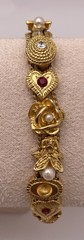 Vintage Goldtone Red Clear Rhinestone Slide Bracelet Missing Two Stones