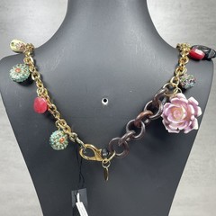 VTG Signed Erickson Beamon Runway Statement Necklace Flower Swirl Glass Pendant