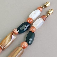 Vintage Beggars Beads Stone Necklace Nuggets Multicolor Agate Quartz 16″