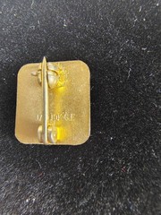 Vintage 1/10 10K Gold Filled Black Enamel Letter S Monogram Lapel Pin 0.5″