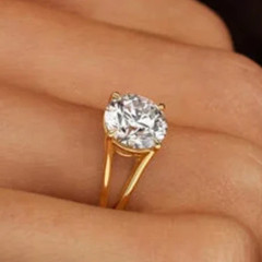 10K Yellow GoldFN With Round Cut 2.00CT White Moissanite Women’s Daily Wear Ring